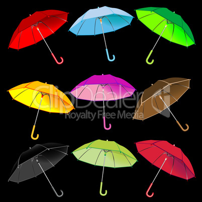 umbrellas collection against black