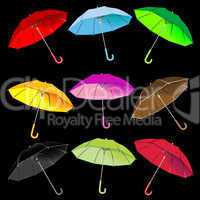 umbrellas collection against black