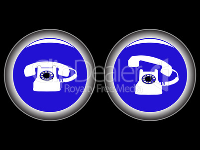 telephone blue icons against black