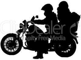 motorcycle and bikers silhouettes