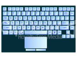 laptop blue keyboard against white