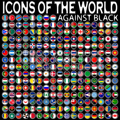 icons of the world against black
