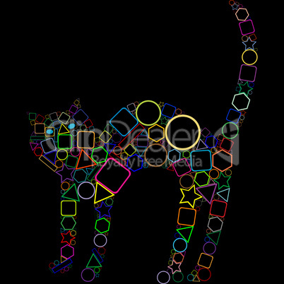 geometric cat isolated on black background