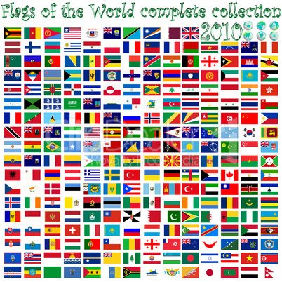 flags of the world and earth globes