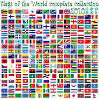 flags of the world and earth globes