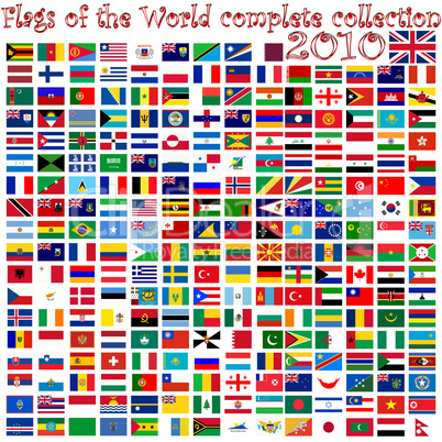 flags of the world against white