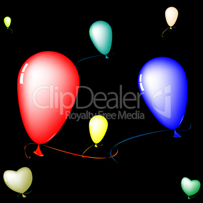 colored baloons over black background
