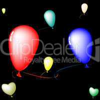 colored baloons over black background