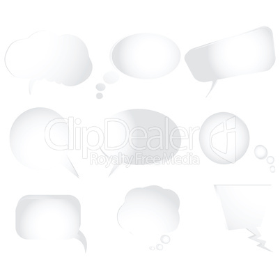 Collection of stylized text bubbles, vector isolated objects on