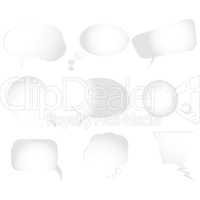 Collection of stylized text bubbles, vector isolated objects on