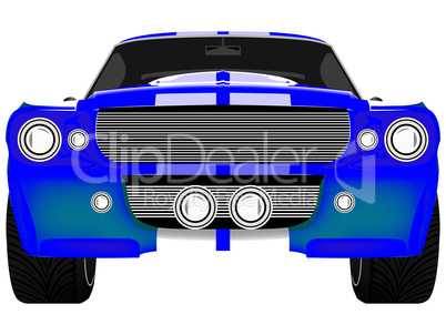 blue sport car front isolated on white