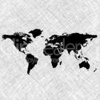 black world map over grunge stripes