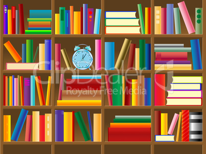 wooden bookshelf vector