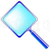 square blue magnifying glass