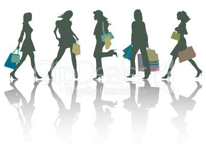 shopping girls silhouettes