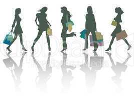 shopping girls silhouettes