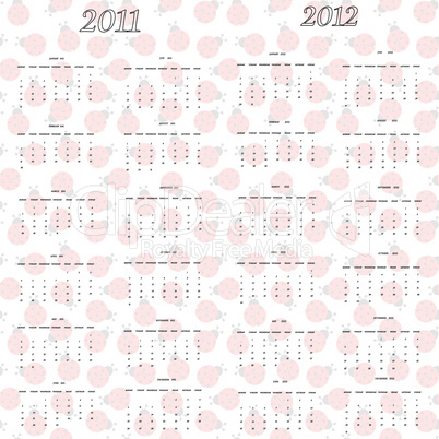 ladybug calendar for 2011 and 2012
