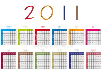 2011 calendar against white