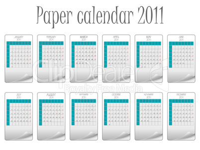 paper calendar 2011