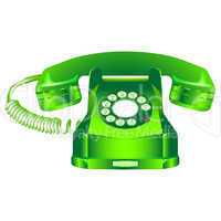 green retro telephone against white