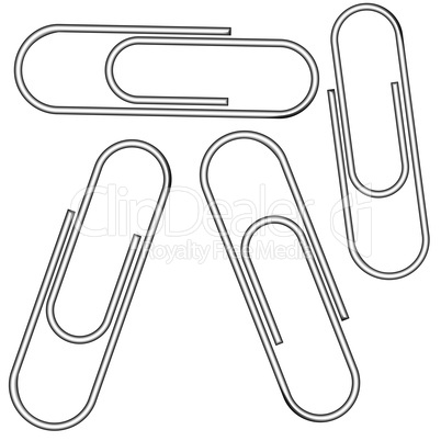 metallic clips against white