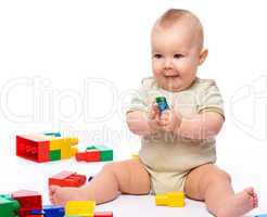 Little boy with building bricks