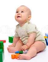 Little boy with building bricks