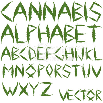 cannabis leafs alphabet