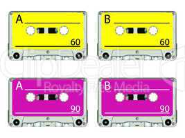 retro audio tapes against white