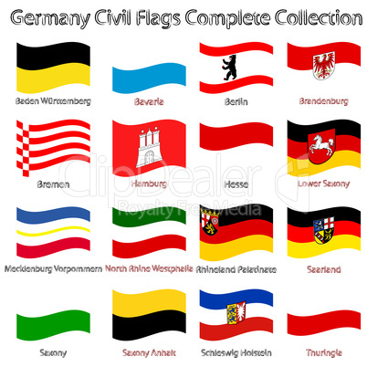 germany civil flags collection against white