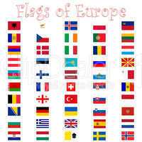 flags of europe against white