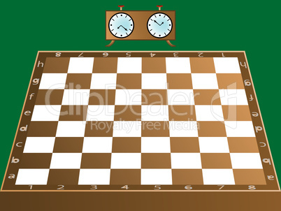 chess board and clock