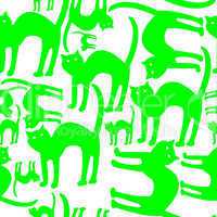 green cats pattern isolated on white background