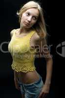 Girl at black background
