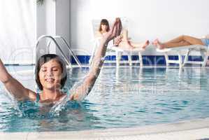 Young woman near pool