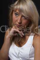 Girl at black background