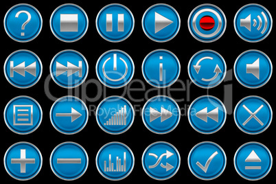 Pressed blue Control panel buttons