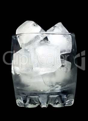 Refreshment: Glass with ice cubes