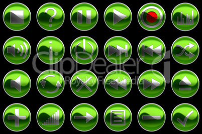 Round green Control panel buttons