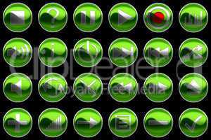 Round green Control panel buttons