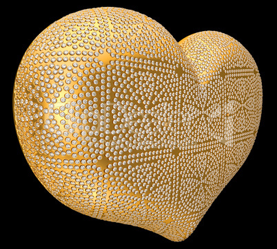 Golden heart inlaid with diamonds