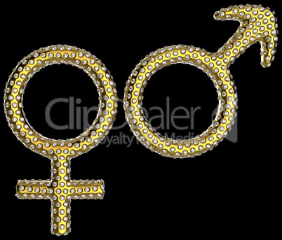 Luxury gender symbols inlaid with gems