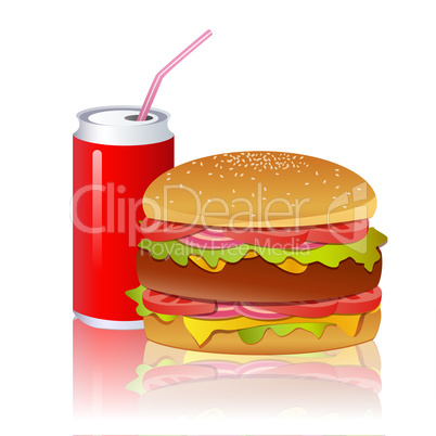burger with cold drink