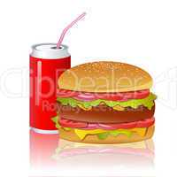 burger with cold drink