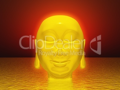 Golden Buddha aura on water