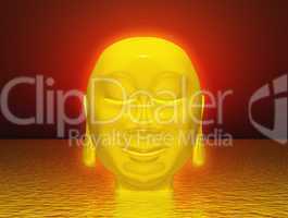 Golden Buddha aura on water