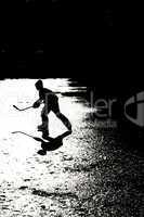 Schattenriss eine Eishockeyspielers