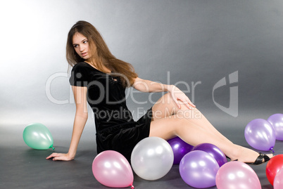 Woman with balloons