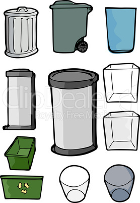 Set of Trash and Recycling Cans