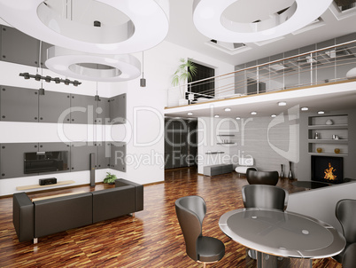 Interior of modern apartment 3d render